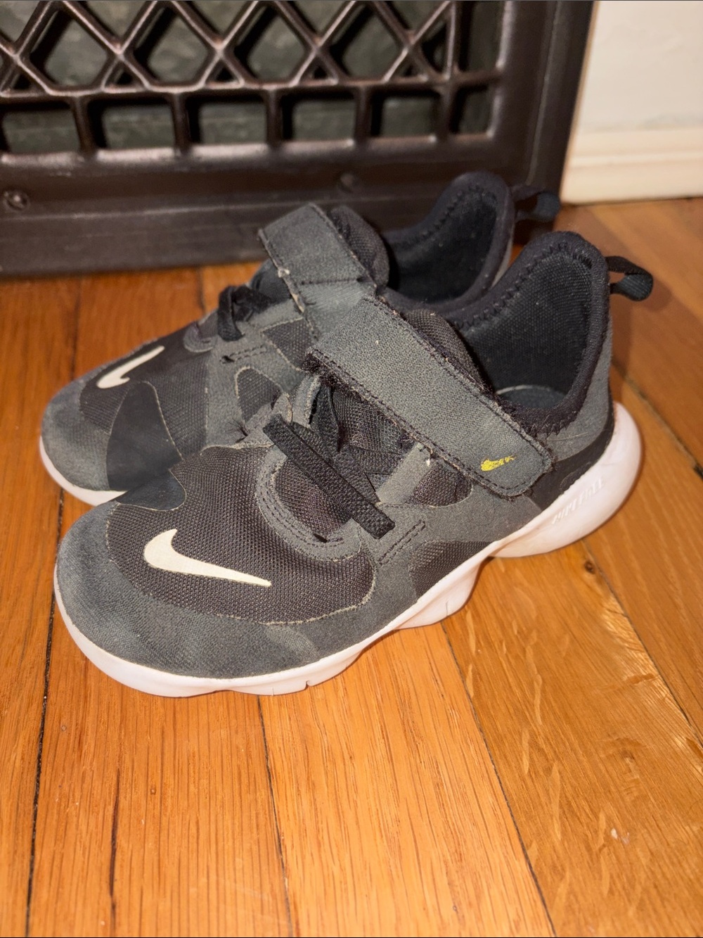 Nike Kids Black and White Hook-and-Loop Athletic Sneakers